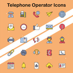 Collection of telephone operator icons representing communication services perfect for tech and business themes.