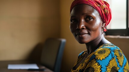 Portrait of a Gabonese Woman in Traditional Attire: Capturing Expressions and Culture in Vibrant Colors