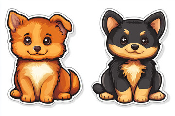 Dog animal sticker cut sticker set isolated on white background