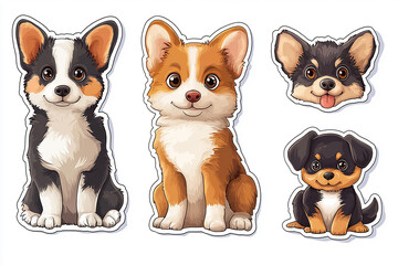 Obraz premium Dog animal sticker cut sticker set isolated on white background