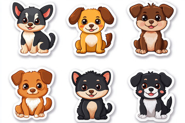 Naklejka premium Dog animal sticker cut sticker set isolated on white background