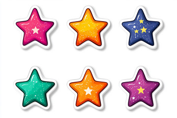 Obraz premium Stars isolated cut sticker set on white background
