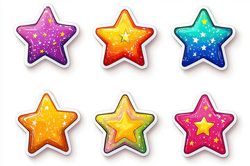 Obraz premium Stars isolated cut sticker set on white background