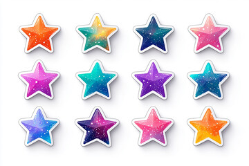Fototapeta premium Stars isolated cut sticker set on white background