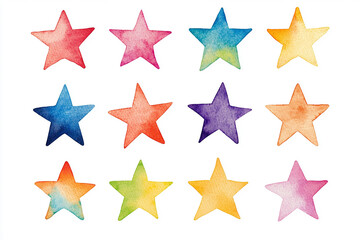 Stars isolated cut sticker set on white background
