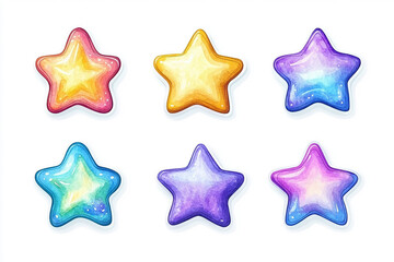Obraz premium Stars isolated cut sticker set on white background