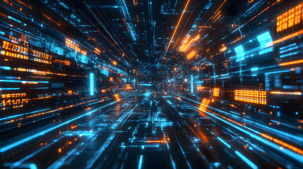 Futuristic modern city transportation bullet train traveling high speed tunnel cityscape background advanced technology future transport motorway efficient commute imaginary urban fast railway rail