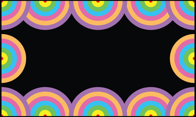 Obraz premium vector graphics with a black background with a variety of rainbow circular lines