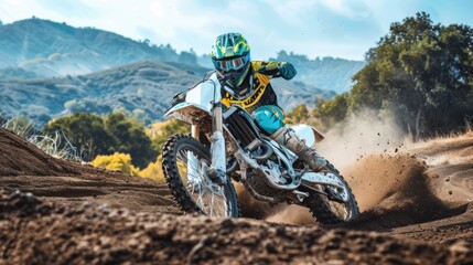 Obraz premium Dirt Bike Rider on Track