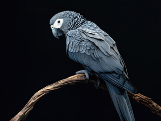 Obraz premium African Grey Parrot Perched Elegantly, Showcasing Its Intelligent Gaze