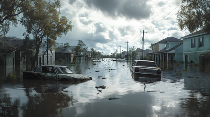 Fototapeta premium hurricane natural disaster rainstorm flooding typhoon coastal area island strong wind heavy rain rainfall destruction damage island storm nature environment adverse weather thunderstorm