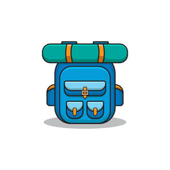 vector illustration of a backpack tourist . camping backpack icon