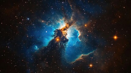 Obraz premium Blue space nebula with stars shining brightly in a cosmic scene