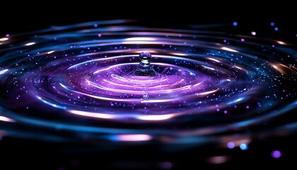 A stunning close-up of water ripples showcasing vibrant colors and mesmerizing patterns in a cosmic style.
