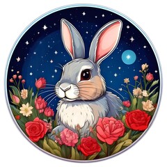 easter bunny with easter eggs