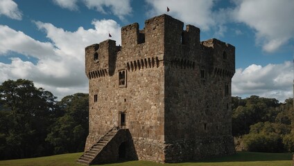 The archer tower rises majestically creating a stunning silhouette at sunset