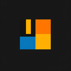 Obraz premium Abstract Geometric Pattern with Black Yellow Blue and Orange Colors