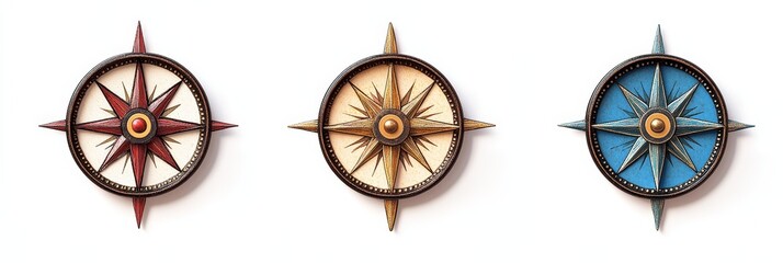 Obraz premium Compass rose featuring cardinal directions, isolated design, emphasizes navigation and orientation in a clear, visually appealing manner.