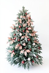 Obraz premium Festively decorated artificial Christmas tree with ornaments