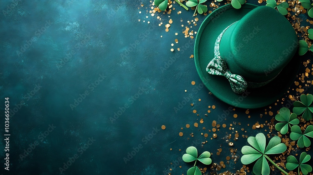 Poster cheerful st patrick's day greeting card layout showcasing a combination of shamrocks a dapper green 