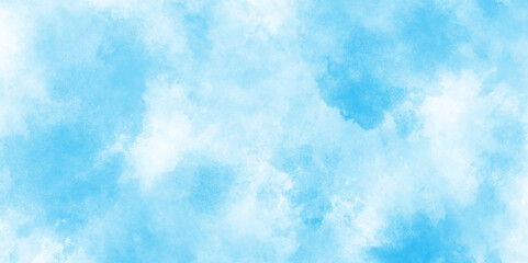 Watercolor stain with hand paint pattern on blue canvas, Clouds and mist background on blue, Creative vintage light sky, Beautiful painted cloudy natural blue watercolor cloudy sky clouds.