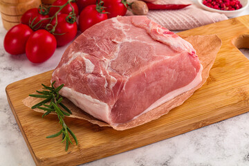 Raw pork meat piece for cooking