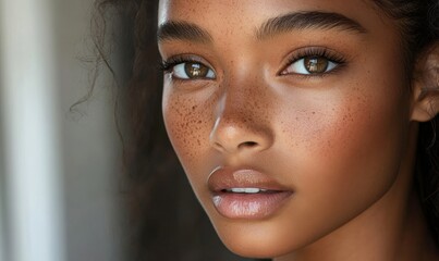 Naklejka premium Natural beauty with glowing skin, Generative AI
