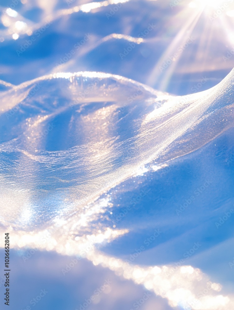 Poster delicate layers of snow sparkle under bright sunlight, creating a serene atmosphere in a tranquil wi