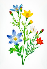 Naklejka premium Colorful Pressed Flowers on White Background.