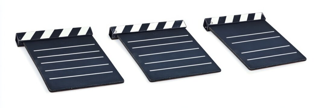 Movie clapperboard with open top, isolated on a white background, perfect for film production themes and creative projects