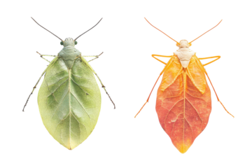 Detailed Close-Up of Leaf Insects Isolated on a transparent Background for Scientific and Educational Uses