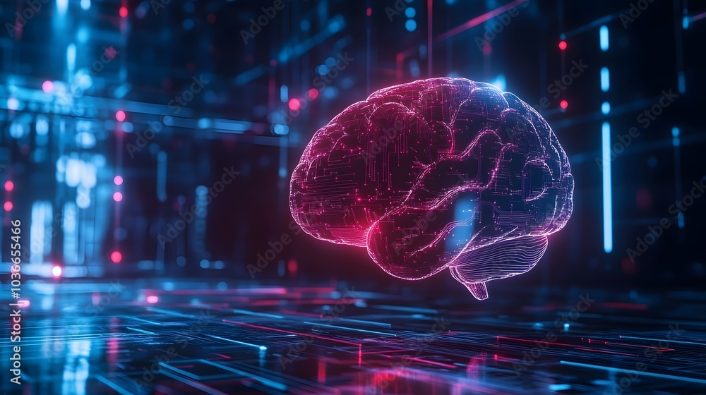 Poster human brain on technology background represent artificial intelligence and cyber space concept.
