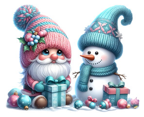Winter Gnome with snowman