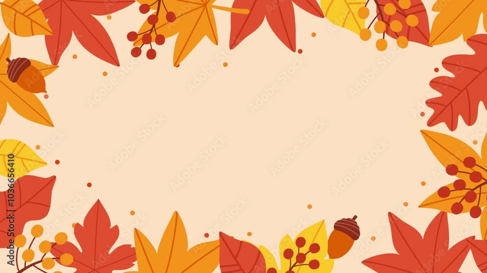 Canvas Prints a design frame featuring autumn leaves and nuts, a background video perfect for autumn.