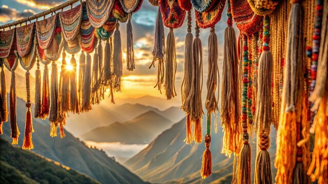 A Tapestry of Tassels Shimmering in the Golden Hour, Creating a Dreamlike Scene of Mountainous Beauty