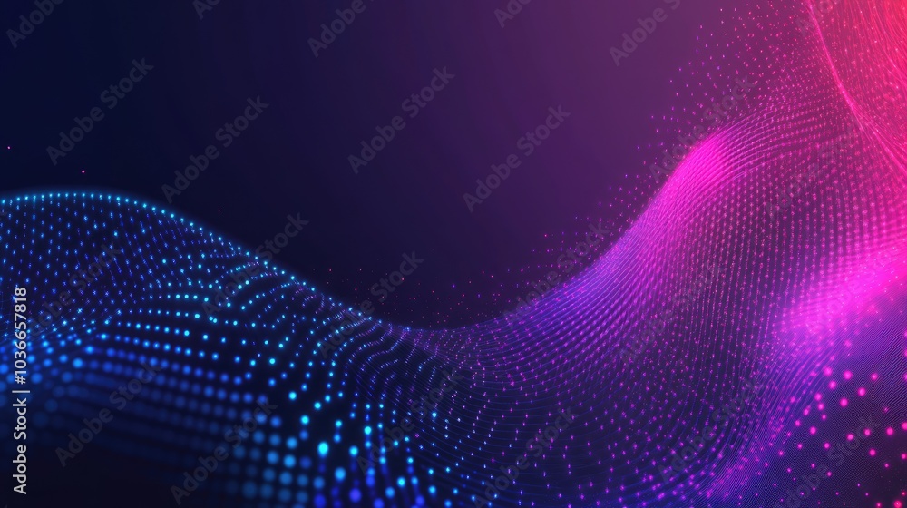 Poster flowing waves of colorful light create a mesmerizing digital landscape filled with energy