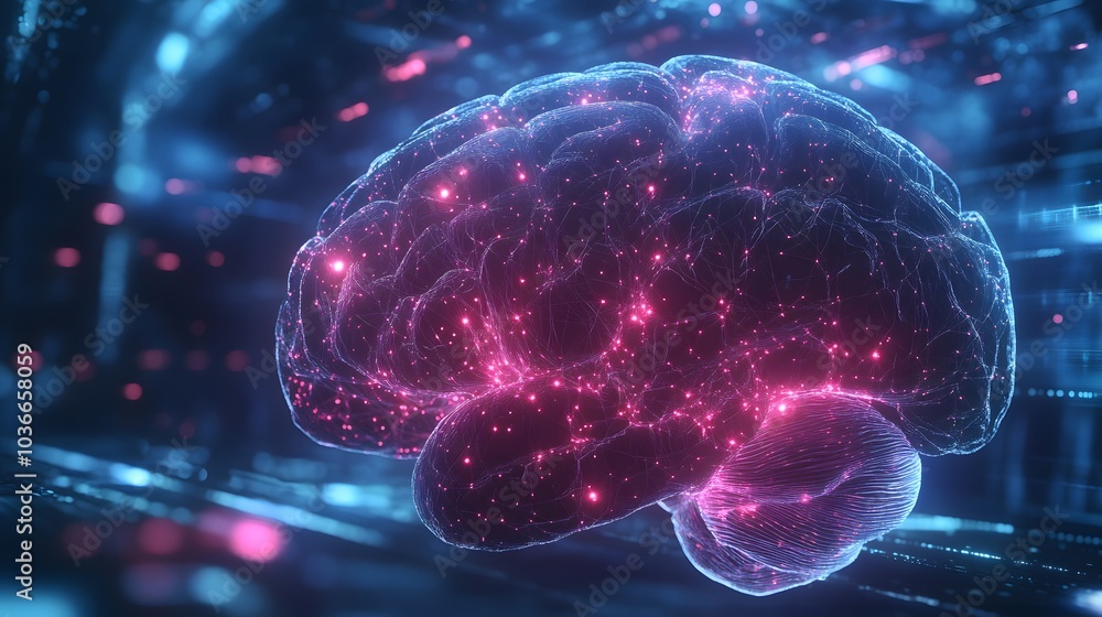 Poster human brain on technology background represent artificial intelligence and cyber space concept.
