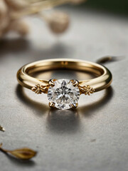 Wedding ring with a diamond that catches the light
