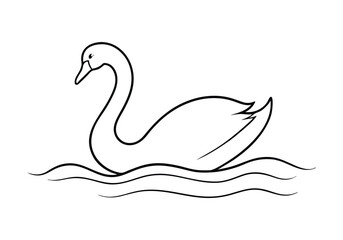 One Line Art of a Swan Gliding on Water – Minimalist Nature Vector