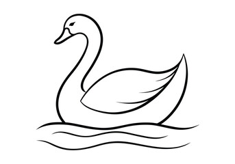 One Line Art of a Swan Gliding on Water – Minimalist Nature Vector