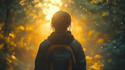 Silhouette of a Person Embracing Forest Trails: An Abstract Representation of Nature's Embrace
