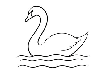 One Line Art of a Swan Gliding on Water – Minimalist Nature Vector
