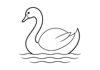 One Line Art of a Swan Gliding on Water – Minimalist Nature Vector