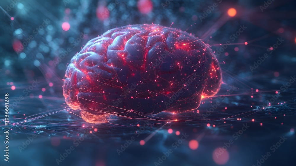 Poster human brain on technology background represent artificial intelligence and cyber space concept.