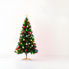 Naklejka premium colorful Christmas tree in minimal style on empty background