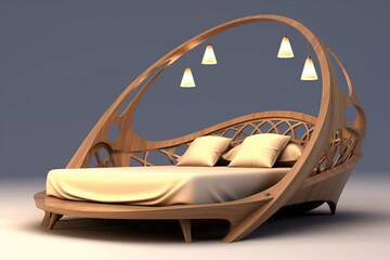 A sleek, modern design bed for adults featuring clean lines and a low-profile frame, upholstered in soft gray fabric, with elegant accents of brushed metal and plush bedding for a contemporary bedroom