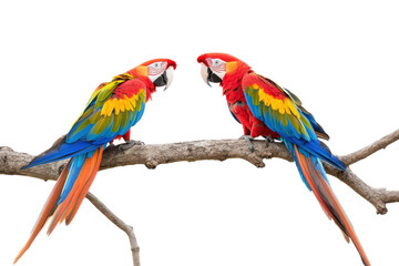Obraz premium Vibrant Macaws Isolated on a transparent Background Perfect for Nature and Wildlife Projects Featuring Colorful Birds