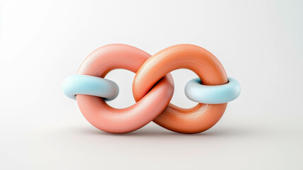 Abstract interconnected rings in pastel colors of peach, coral, and light blue, symbolizing secure, fluid frameworks. Smooth, modern design with a clean white background for minimalist aesthetics.