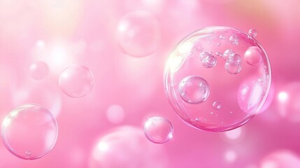 A Beautiful Display of Bubbles Floating in a Pink Background