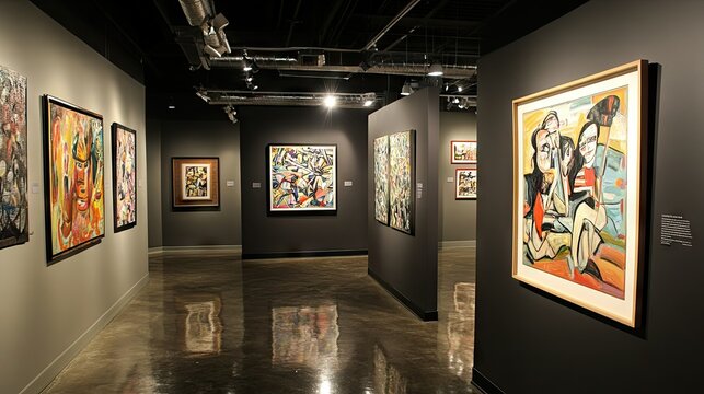 Two Paintings Comparison in Modern Art Gallery